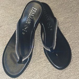 Italian Shoemakers Wedge Sandals with Rhinestones ✨🖤